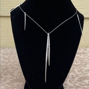 Alexis Bittar Silver Spike Necklace with Crystal Accents